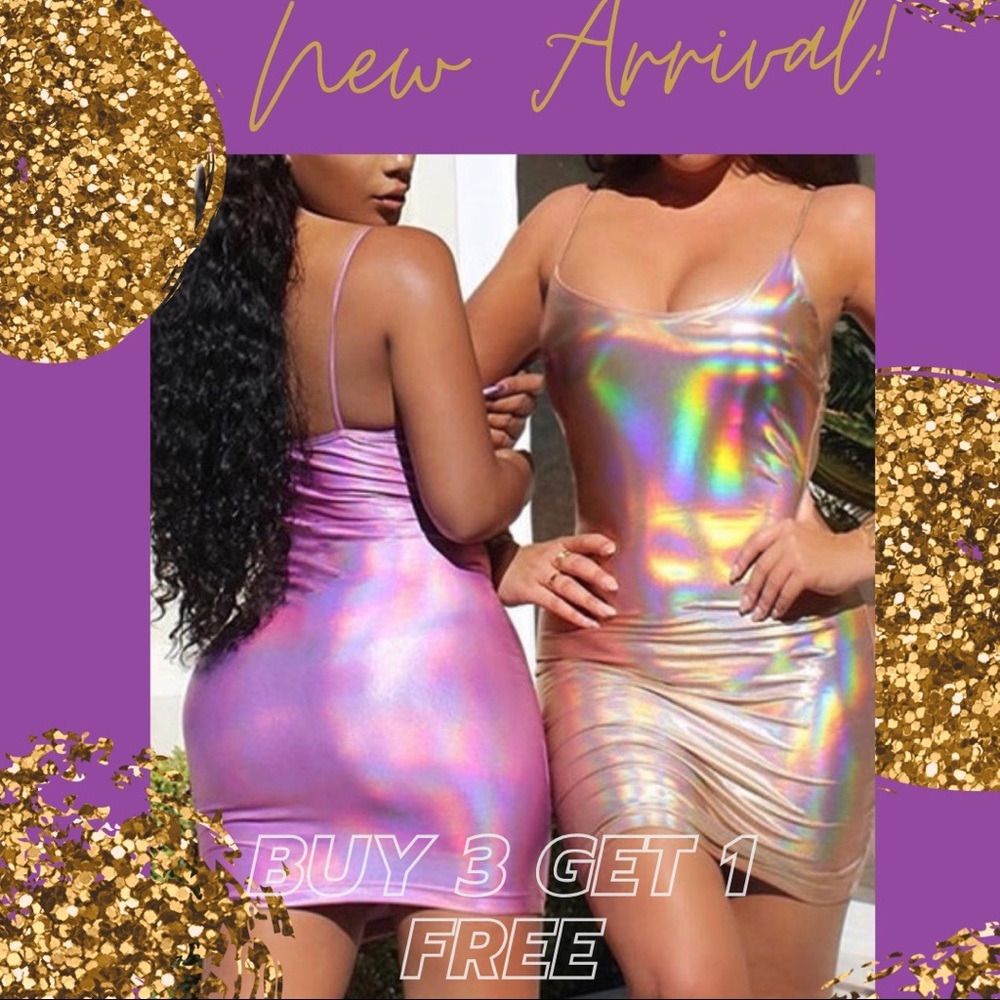 sexy metallic spaghetti strap bodycon mini dress